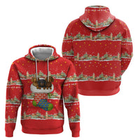 Funny Dachshund Dog Light Up Christmas Hoodie Snowy Village Red Holiday Design - Wonder Print Shop