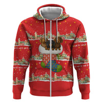 Funny Dachshund Dog Light Up Christmas Hoodie Snowy Village Red Holiday Design - Wonder Print Shop