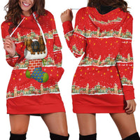 Funny Dachshund Dog Light Up Christmas Hoodie Dress Snowy Village Red Holiday Design - Wonder Print Shop