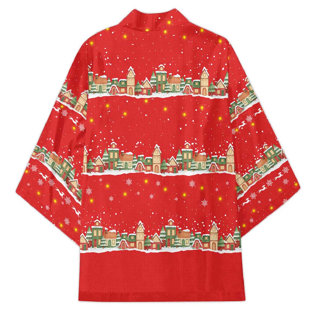 Funny Dachshund Dog Light Up Christmas Kimono Snowy Village Red Holiday Design - Wonder Print Shop
