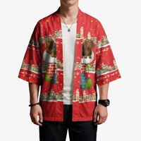 Funny Dachshund Dog Light Up Christmas Kimono Snowy Village Red Holiday Design - Wonder Print Shop
