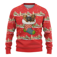 Funny Dachshund Dog Light Up Christmas Ugly Christmas Sweater Snowy Village Red Holiday Design - Wonder Print Shop
