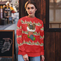 Funny Dachshund Dog Light Up Christmas Ugly Christmas Sweater Snowy Village Red Holiday Design - Wonder Print Shop