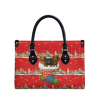 Funny Dachshund Dog Light Up Christmas Leather Bag Snowy Village Red Holiday Design - Wonder Print Shop