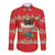 Funny Dachshund Dog Light Up Christmas Long Sleeve Button Shirt Snowy Village Red Holiday Design - Wonder Print Shop