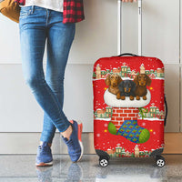 Funny Dachshund Dog Light Up Christmas Luggage Cover Snowy Village Red Holiday Design - Wonder Print Shop