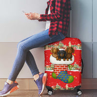 Funny Dachshund Dog Light Up Christmas Luggage Cover Snowy Village Red Holiday Design - Wonder Print Shop