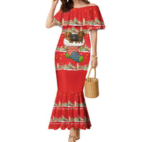 Funny Dachshund Dog Light Up Christmas Mermaid Dress Snowy Village Red Holiday Design - Wonder Print Shop