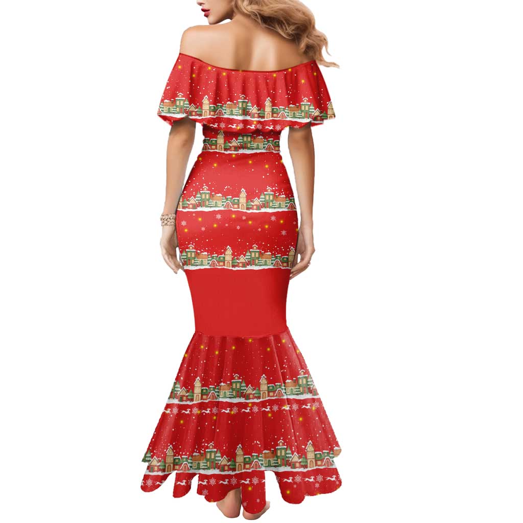 Funny Dachshund Dog Light Up Christmas Mermaid Dress Snowy Village Red Holiday Design - Wonder Print Shop