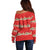 Funny Dachshund Dog Light Up Christmas Off Shoulder Sweater Snowy Village Red Holiday Design - Wonder Print Shop