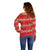 Funny Dachshund Dog Light Up Christmas Off Shoulder Sweater Snowy Village Red Holiday Design - Wonder Print Shop