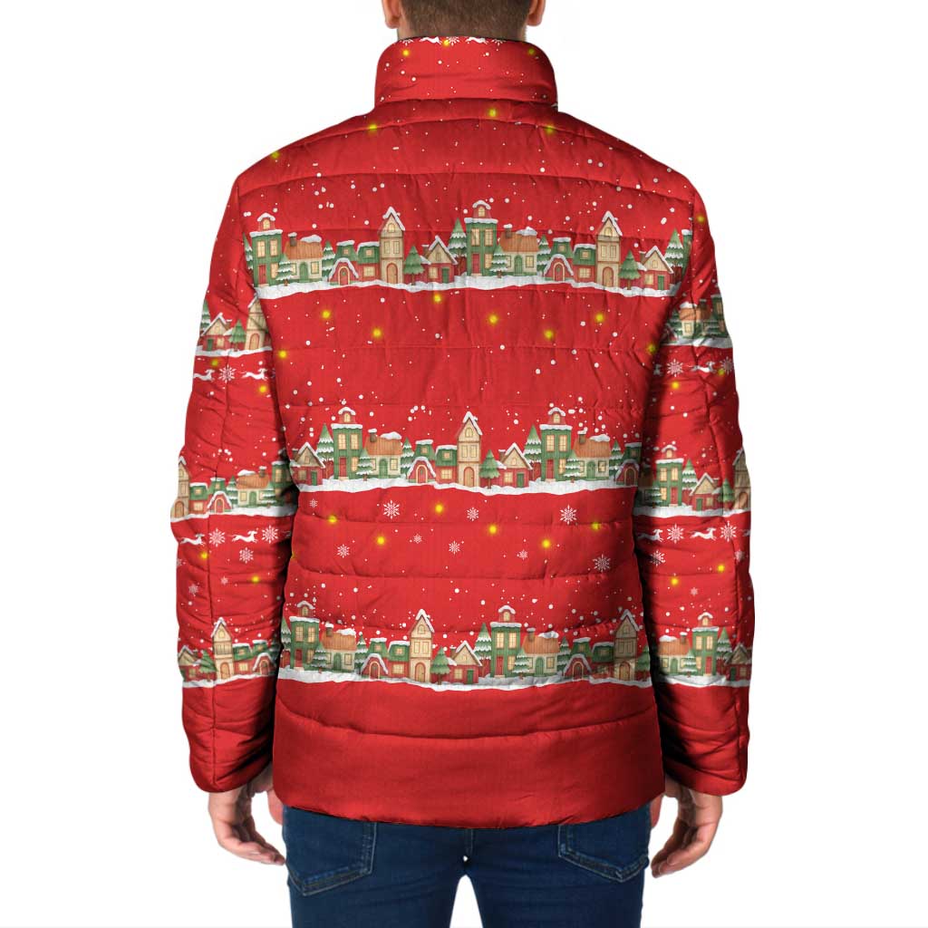 Funny Dachshund Dog Light Up Christmas Padded Jacket Snowy Village Red Holiday Design - Wonder Print Shop