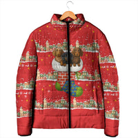 Funny Dachshund Dog Light Up Christmas Padded Jacket Snowy Village Red Holiday Design - Wonder Print Shop