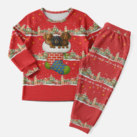 Funny Dachshund Dog Light Up Christmas Pajama Set Snowy Village Red Holiday Design - Wonder Print Shop