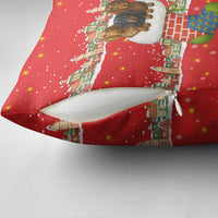 Funny Dachshund Dog Light Up Christmas Pillow Cover Snowy Village Red Holiday Design - Wonder Print Shop
