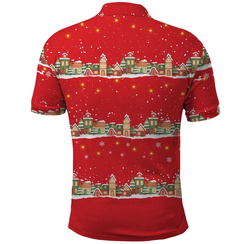 Funny Dachshund Dog Light Up Christmas Polo Shirt Snowy Village Red Holiday Design - Wonder Print Shop