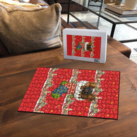 Funny Dachshund Dog Light Up Christmas Puzzle Snowy Village Red Holiday Design - Wonder Print Shop
