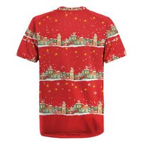 Funny Dachshund Dog Light Up Christmas Rugby Jersey Snowy Village Red Holiday Design - Wonder Print Shop