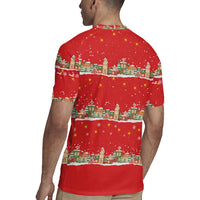 Funny Dachshund Dog Light Up Christmas Rugby Jersey Snowy Village Red Holiday Design - Wonder Print Shop