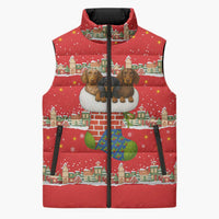 Funny Dachshund Dog Light Up Christmas Sleeveless Puffer Jacket Snowy Village Red Holiday Design - Wonder Print Shop