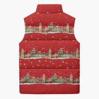 Funny Dachshund Dog Light Up Christmas Sleeveless Puffer Jacket Snowy Village Red Holiday Design - Wonder Print Shop