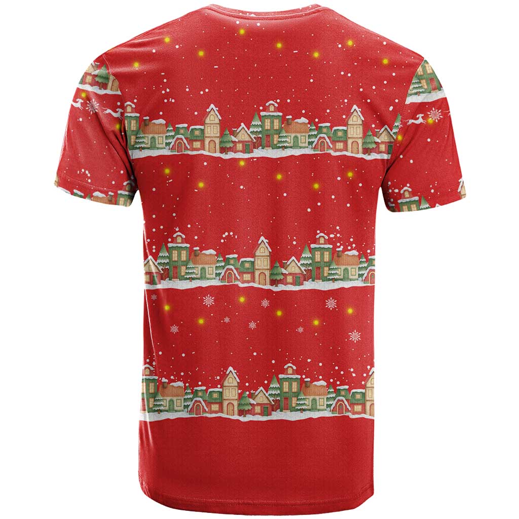 Funny Dachshund Dog Light Up Christmas T Shirt Snowy Village Red Holiday Design - Wonder Print Shop