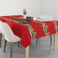 Funny Dachshund Dog Light Up Christmas Tablecloth Snowy Village Red Holiday Design - Wonder Print Shop