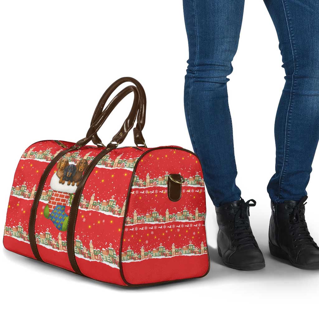 Funny Dachshund Dog Light Up Christmas Travel Bag Snowy Village Red Holiday Design - Wonder Print Shop