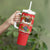 Funny Dachshund Dog Light Up Christmas Tumbler With Handle Snowy Village Red Holiday Design - Wonder Print Shop