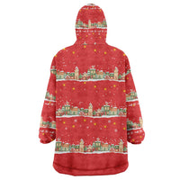 Funny Dachshund Dog Light Up Christmas Wearable Blanket Hoodie Snowy Village Red Holiday Design - Wonder Print Shop