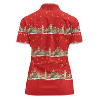 Funny Dachshund Dog Light Up Christmas Women Polo Shirt Snowy Village Red Holiday Design - Wonder Print Shop