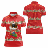 Funny Dachshund Dog Light Up Christmas Women Polo Shirt Snowy Village Red Holiday Design - Wonder Print Shop