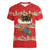 Funny Dachshund Dog Light Up Christmas Women V-Neck T-Shirt Snowy Village Red Holiday Design - Wonder Print Shop