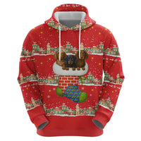 Funny Dachshund Dog Light Up Christmas Zip Hoodie Snowy Village Red Holiday Design - Wonder Print Shop