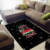 Funny Christmas Cows in Red Truck Area Rug Dear Santa Just Bring Cows Quote on Snowflake - Wonder Print Shop
