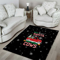Funny Christmas Cows in Red Truck Area Rug Dear Santa Just Bring Cows Quote on Snowflake - Wonder Print Shop