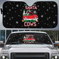 Funny Christmas Cows in Red Truck Auto Sun Shade Dear Santa Just Bring Cows Quote on Snowflake - Wonder Print Shop