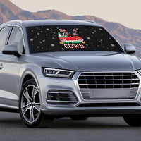 Funny Christmas Cows in Red Truck Auto Sun Shade Dear Santa Just Bring Cows Quote on Snowflake - Wonder Print Shop