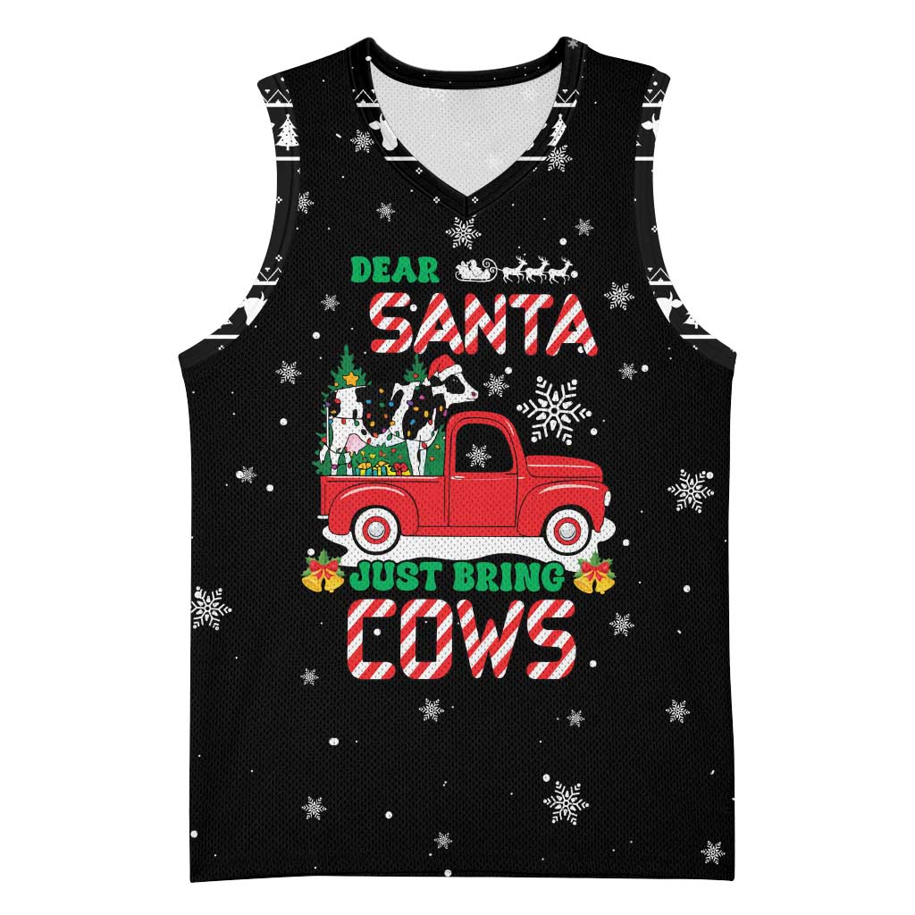 Funny Christmas Cows in Red Truck Basketball Jersey Dear Santa Just Bring Cows Quote on Snowflake - Wonder Print Shop