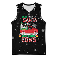 Funny Christmas Cows in Red Truck Basketball Jersey Dear Santa Just Bring Cows Quote on Snowflake - Wonder Print Shop