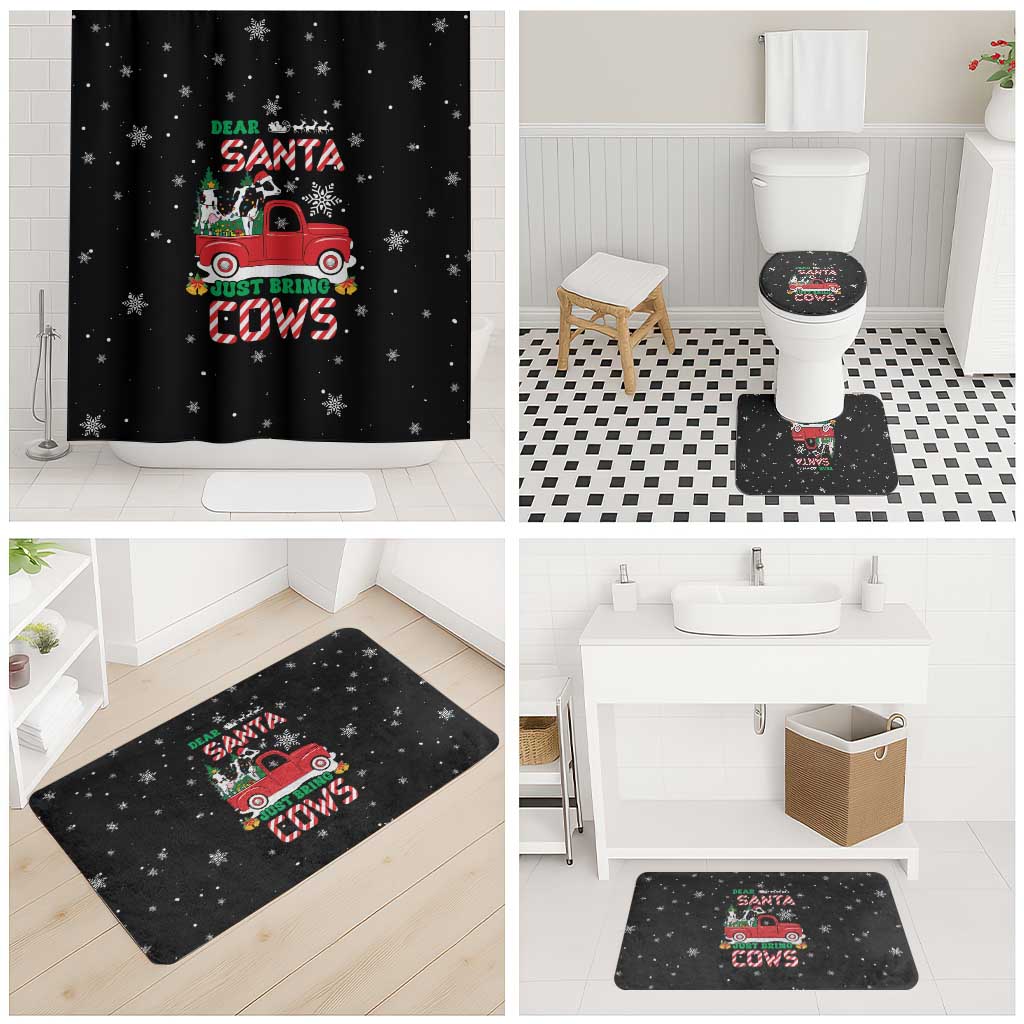 Funny Christmas Cows in Red Truck Bathroom Set Dear Santa Just Bring Cows Quote on Snowflake - Wonder Print Shop