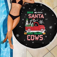 Funny Christmas Cows in Red Truck Beach Blanket Dear Santa Just Bring Cows Quote on Snowflake - Wonder Print Shop