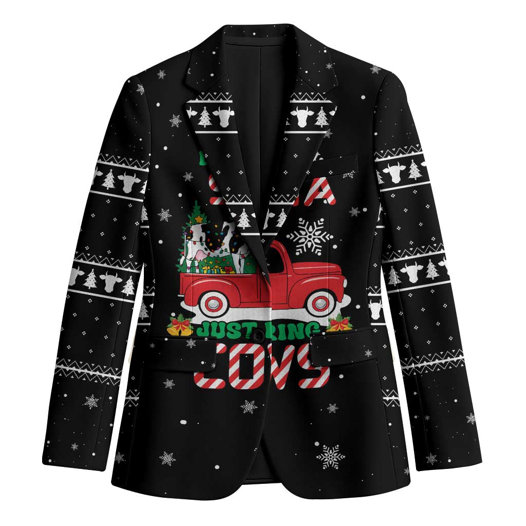 Funny Christmas Cows in Red Truck Blazer Dear Santa Just Bring Cows Quote on Snowflake - Wonder Print Shop