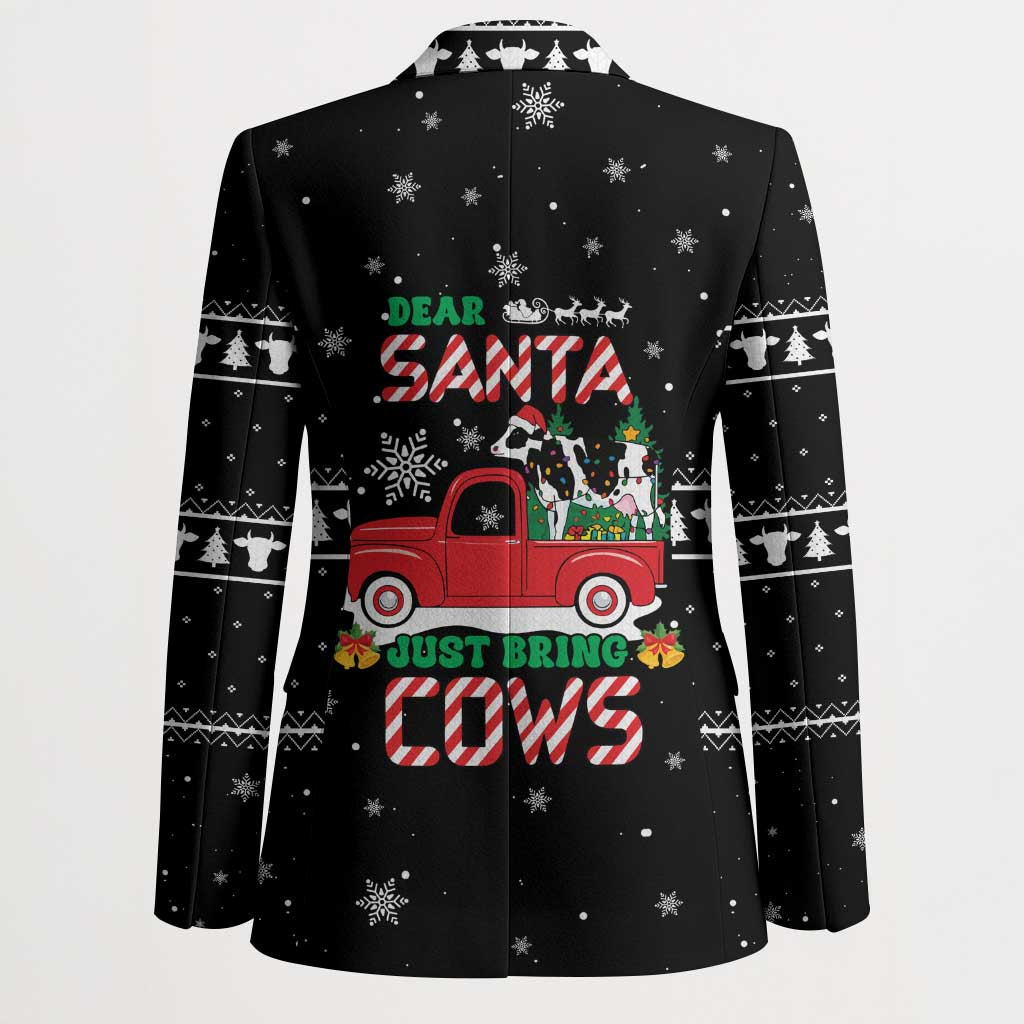 Funny Christmas Cows in Red Truck Blazer Dear Santa Just Bring Cows Quote on Snowflake - Wonder Print Shop