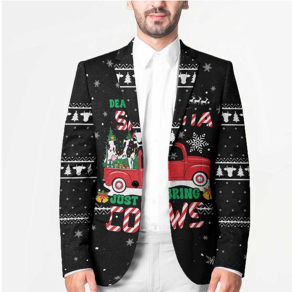 Funny Christmas Cows in Red Truck Blazer Dear Santa Just Bring Cows Quote on Snowflake - Wonder Print Shop