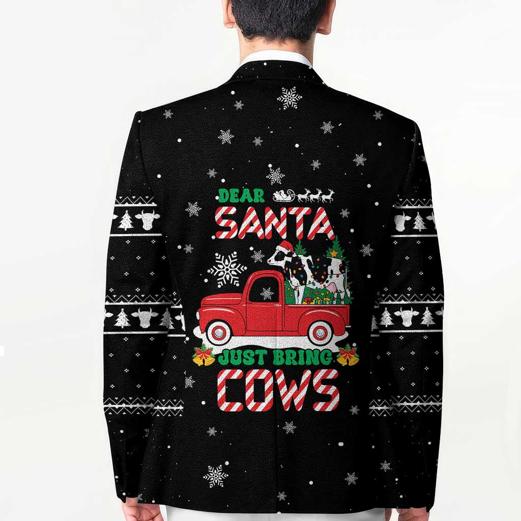 Funny Christmas Cows in Red Truck Blazer Dear Santa Just Bring Cows Quote on Snowflake - Wonder Print Shop