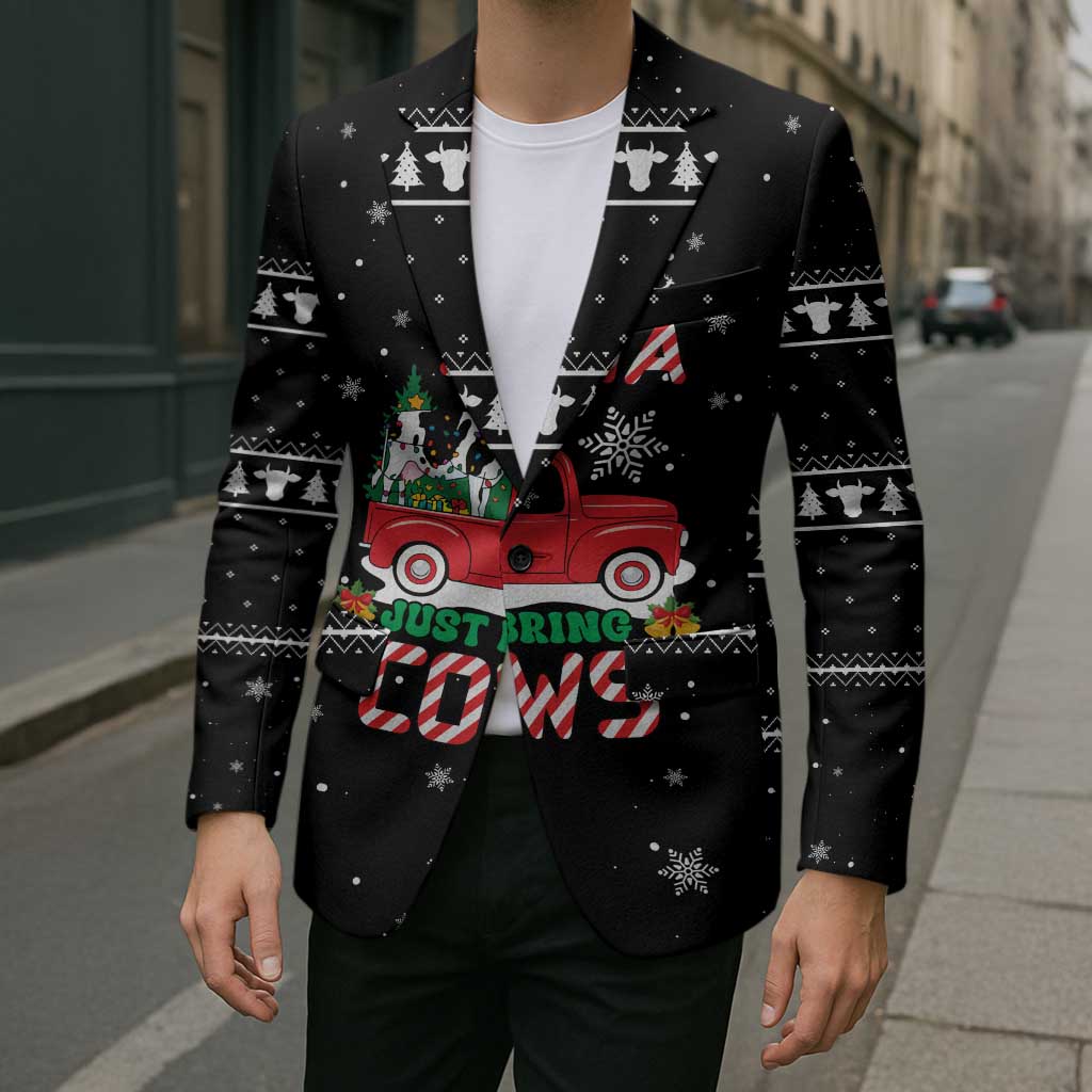 Funny Christmas Cows in Red Truck Blazer Dear Santa Just Bring Cows Quote on Snowflake - Wonder Print Shop