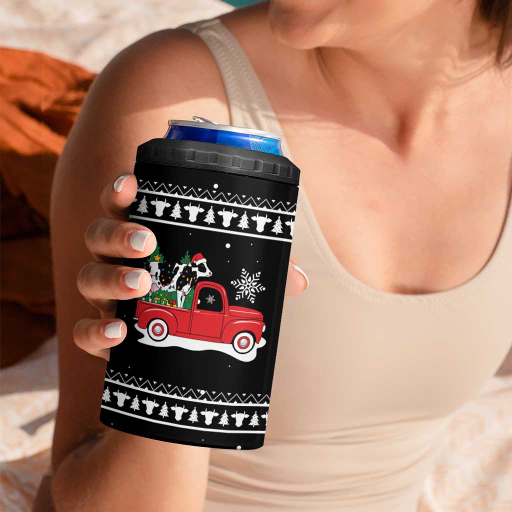 Funny Christmas Cows in Red Truck 4 in 1 Can Cooler Tumbler Dear Santa Just Bring Cows Quote on Snowflake - Wonder Print Shop
