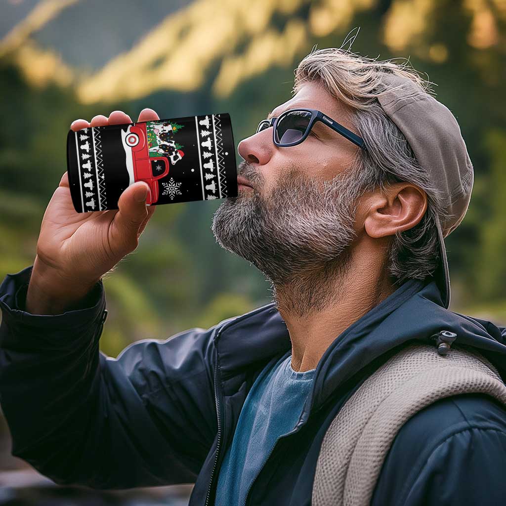 Funny Christmas Cows in Red Truck 4 in 1 Can Cooler Tumbler Dear Santa Just Bring Cows Quote on Snowflake - Wonder Print Shop