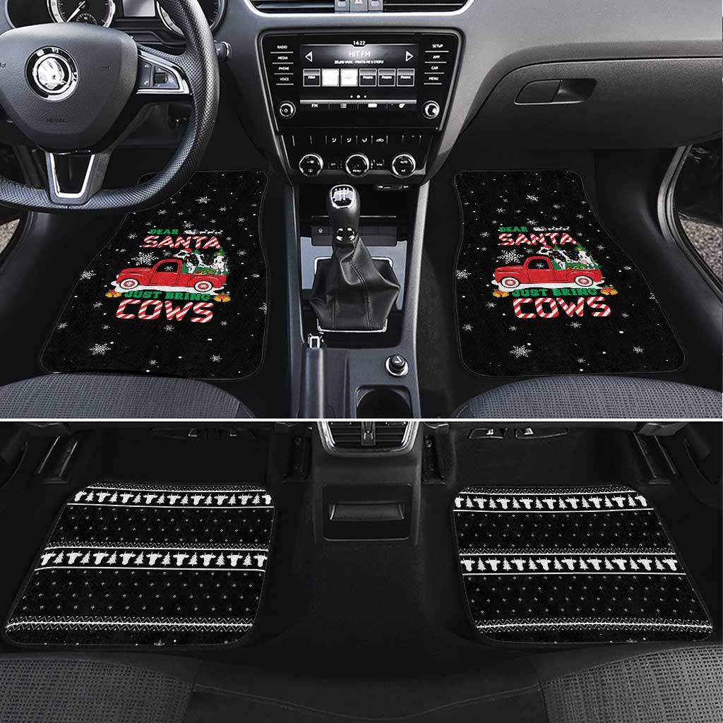 Funny Christmas Cows in Red Truck Car Mats Dear Santa Just Bring Cows Quote on Snowflake - Wonder Print Shop